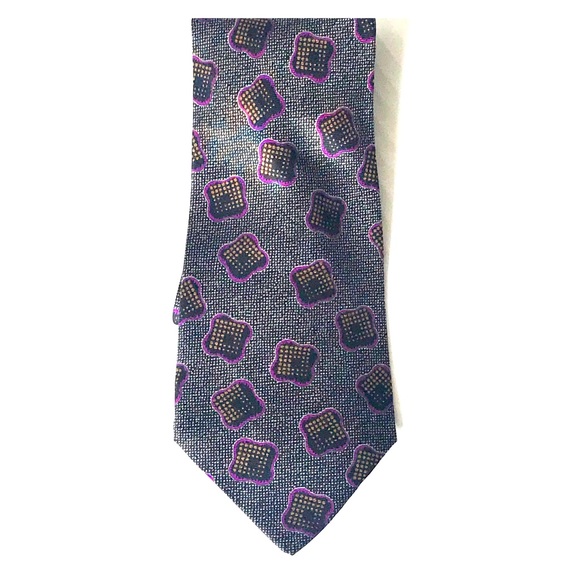 Valentino Vintage Purple Print Silk Tie - Picture 1 of 6